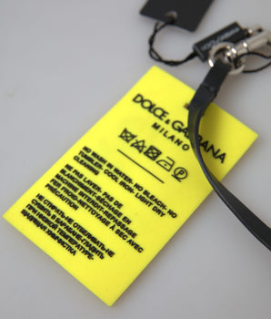 Dolce &amp; Gabbana Yellow Silicone DG Logo Gold Brass Keyring Keychain