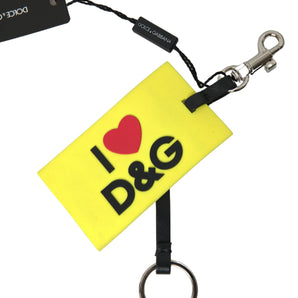 Dolce &amp; Gabbana Chic Yellow Keyring with Logo Hardware