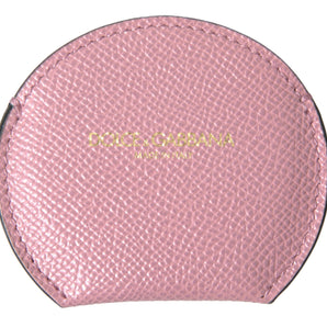 Dolce &amp; Gabbana Elegant Pink Leather Hand Mirror Holder