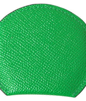 Dolce &amp; Gabbana Green Calfskin Leather Round Logo Hand Mirror Holder