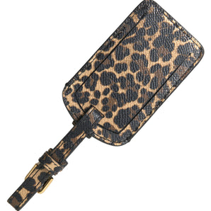 Dolce &amp; Gabbana Elegant Leopard Leather Luggage Tag