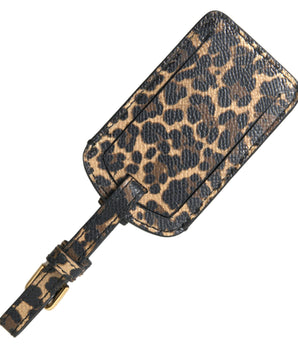 Dolce &amp; Gabbana Multicolor Leopard Dauphine Leather DG Logo Luggage Tag