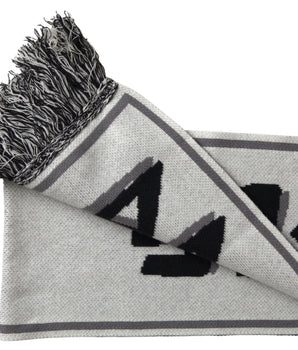 Dolce &amp; Gabbana Gray Cashmere Knitted Wrap Shawl Fringe Scarf