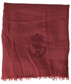 Dolce &amp; Gabbana Maroon Cashmere Knit Wrap Shawl Scarf Fringe