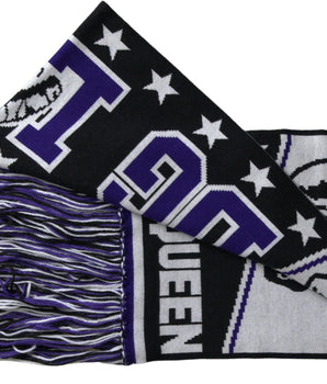 Dolce &amp; Gabbana Multicolor Wool DG Queen Wrap Fringe Scarf