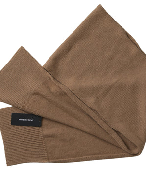 Dolce & Gabbana Brown Knitted Camel Wrap Shawl Foulard Scarf
