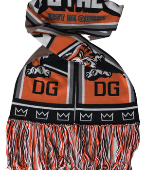 Dolce & Gabbana Multicolor Wool DG Royals Wrap Fringe Scarf