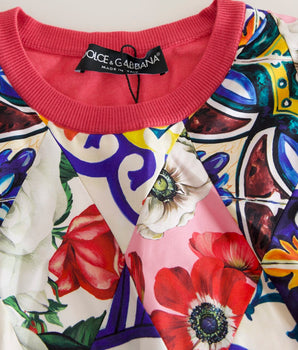 Dolce &amp; Gabbana Top elegante con cuello redondo en mezcla de cachemir y seda