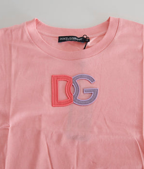 Dolce &amp; Gabbana Elegante camiseta sin mangas de algodón rosa con cuello redondo