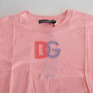 Dolce &amp; Gabbana Elegante camiseta sin mangas de algodón rosa con cuello redondo