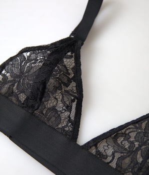 Dolce & Gabbana Black Floral Lace Nylon Stretch Bra Underwear