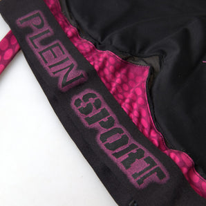 Plein Sport Sleek Black Sports Bra with Fuchsia Accent