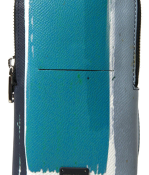 Dolce &amp; Gabbana Blue Leather Crossbody Sling Phone Bag Unisex