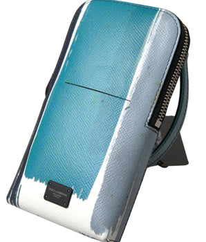 Dolce &amp; Gabbana Blue Leather Crossbody Sling Phone Bag Unisex