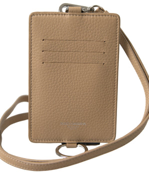 Dolce &amp; Gabbana Elegant Beige Leather Cardholder Wallet