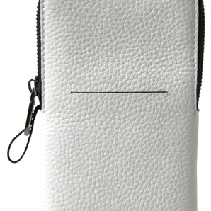 Dolce &amp; Gabbana Elegant White Leather Phone Crossbody Bag