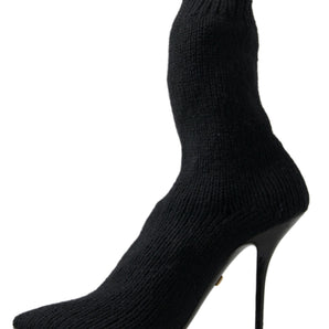 Dolce &amp; Gabbana Elegant Black Viscose Mid-Calf Boots