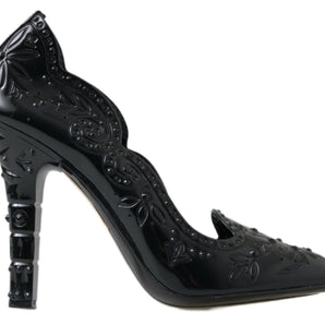 Dolce &amp; Gabbana Elegant Black Crystal Cinderella Pumps