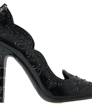 Dolce &amp; Gabbana Elegant Black Crystal Cinderella Pumps