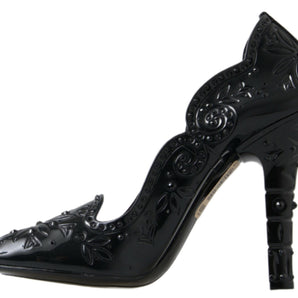 Dolce &amp; Gabbana Elegant Black Crystal Cinderella Pumps