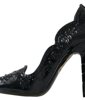 Dolce &amp; Gabbana Elegant Black Crystal Cinderella Pumps