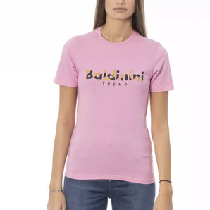 Baldinini Trend Chic camiseta rosa de algodón con cuello redondo