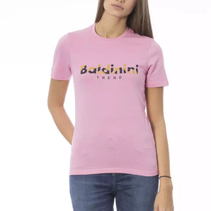 Baldinini Trend Chic camiseta rosa de algodón con cuello redondo