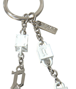 Dolce & Gabbana Silver Tone Metal DG Logo Engraved Keyring Keychain