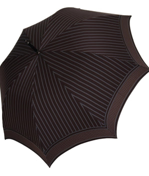 Dolce & Gabbana Brown Striped Leather Handle Collapsible Sartoria Umbrella