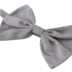 Dolce &amp; Gabbana Elegant Silver Gray Silk Bow Tie