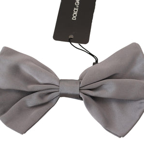 Dolce & Gabbana Elegant Silver Gray Silk Bow Tie