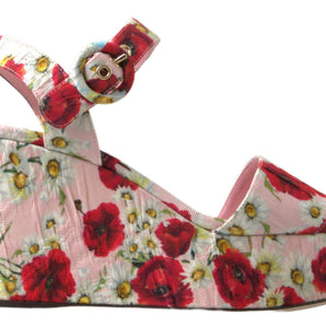 Dolce &amp; Gabbana Floral Ankle Strap Wedge Sandals