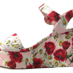 Dolce & Gabbana Floral Ankle Strap Wedge Sandals