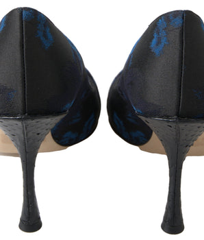 Dolce & Gabbana Blue Floral Ayers Crystal Pumps Shoes
