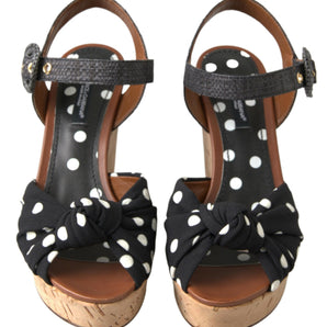 Dolce &amp; Gabbana Chic Polka-Dotted Ankle Strap Wedges