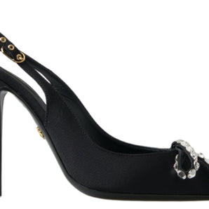 Dolce &amp; Gabbana Embellished Black Slingback Heels Pumps