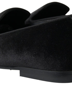 Dolce & Gabbana Black Velvet Loafers Formal Shoes