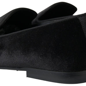 Dolce &amp; Gabbana Elegant Velvet Black Loafers for Men