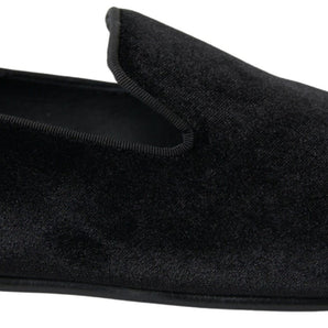 Dolce &amp; Gabbana Elegantes Mocasines Negros de Terciopelo para Hombre