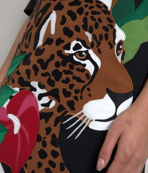 Dolce & Gabbana Black Tiger Jungle Print Sheath Stretch Dress