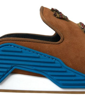 Dolce & Gabbana Brown Suede Crown Logo NS1 Slides Sandals