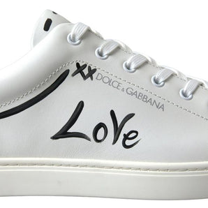 Dolce &amp; Gabbana Elegantes zapatillas casuales de cuero blanco