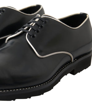 Dolce & Gabbana Black White Leather Formal Shoes