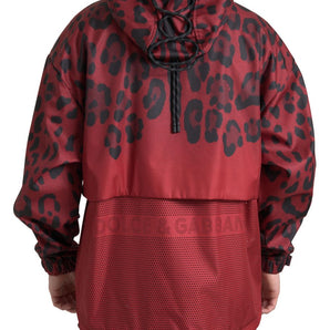 Dolce &amp; Gabbana Chaqueta con capucha con estampado de leopardo rojo radiante