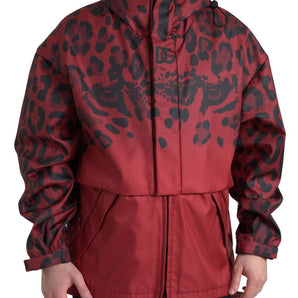 Dolce &amp; Gabbana Chaqueta con capucha con estampado de leopardo rojo radiante