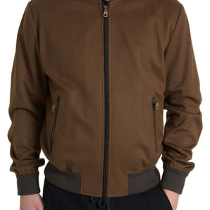 Dolce &amp; Gabbana Elegant Brown Cashmere Bomber Jacket