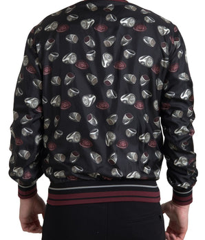 Dolce & Gabbana Black Ring Print Silk Crewneck Sweater