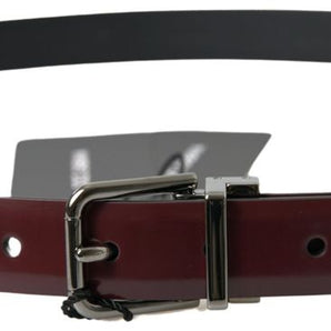 Dolce &amp; Gabbana Elegant Bordeaux Leather Belt with Metal Buckle