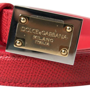 Dolce &amp; Gabbana Elegante cinturón de diseñador de cuero rojo