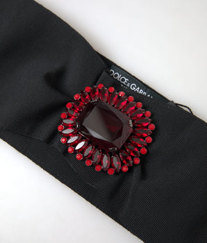 Dolce & Gabbana Black Crystal Brass Wide Waist Runway Belt